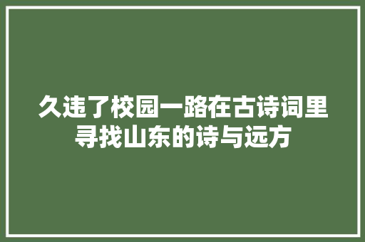 久违了校园一路在古诗词里寻找山东的诗与远方