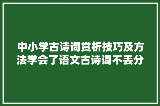 中小学古诗词赏析技巧及方法学会了语文古诗词不丢分