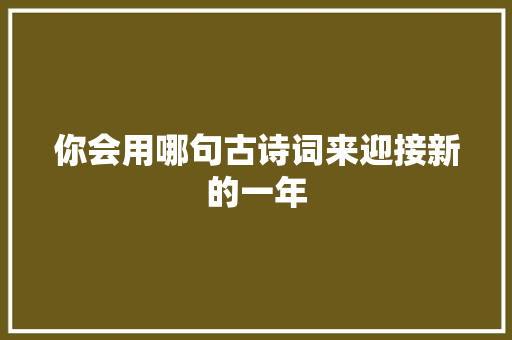 你会用哪句古诗词来迎接新的一年