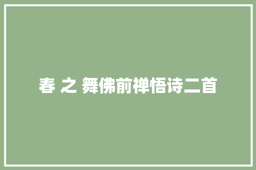 春 之 舞佛前禅悟诗二首