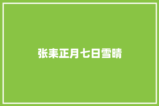 张耒正月七日雪晴