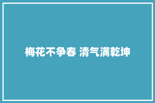 梅花不争春 清气满乾坤