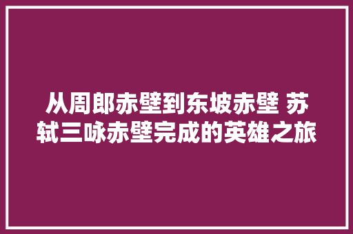 从周郎赤壁到东坡赤壁 苏轼三咏赤壁完成的英雄之旅｜东坡大年夜家讲