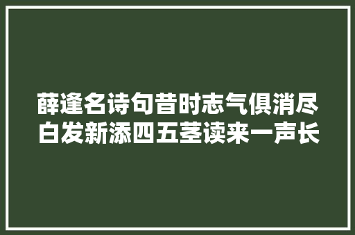 薛逢名诗句昔时志气俱消尽白发新添四五茎读来一声长叹