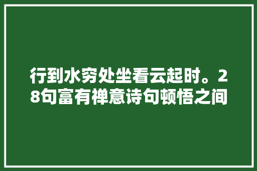 行到水穷处坐看云起时。28句富有禅意诗句顿悟之间涅槃更生