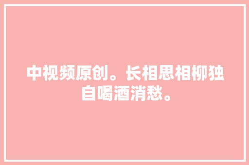 中视频原创。长相思相柳独自喝酒消愁。