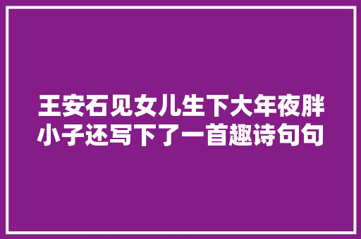 王安石见女儿生下大年夜胖小子还写下了一首趣诗句句都是至理名言