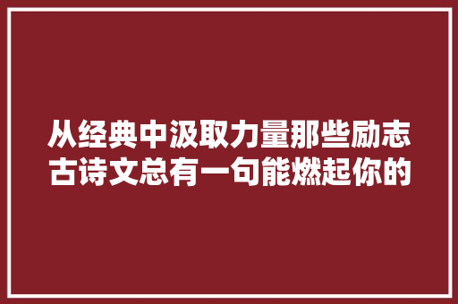 从经典中汲取力量那些励志古诗文总有一句能燃起你的斗志