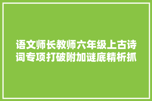 语文师长教师六年级上古诗词专项打破附加谜底精析抓紧收藏