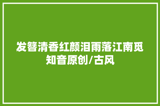 发簪清香红颜泪雨落江南觅知音原创/古风