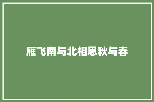 雁飞南与北相思秋与春
