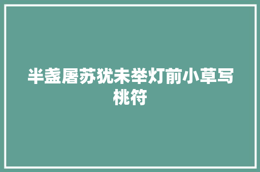 半盏屠苏犹未举灯前小草写桃符