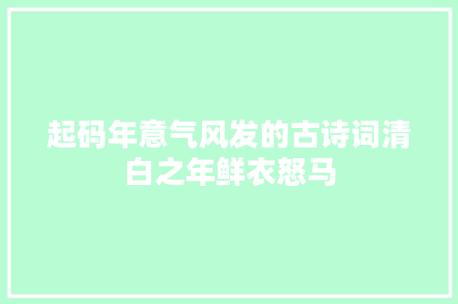 起码年意气风发的古诗词清白之年鲜衣怒马