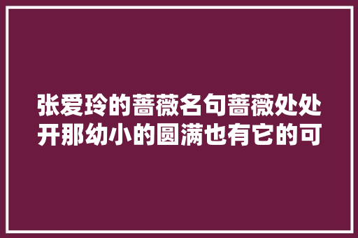 张爱玲的蔷薇名句蔷薇处处开那幼小的圆满也有它的可爱可亲