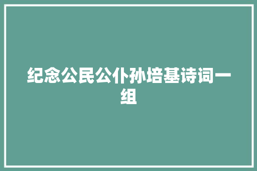 纪念公民公仆孙培基诗词一组