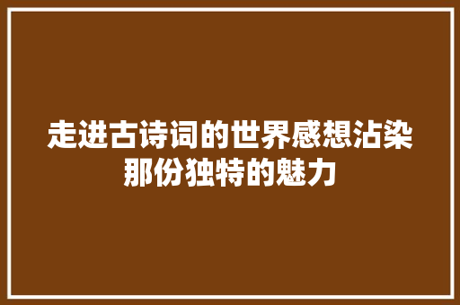 走进古诗词的世界感想沾染那份独特的魅力