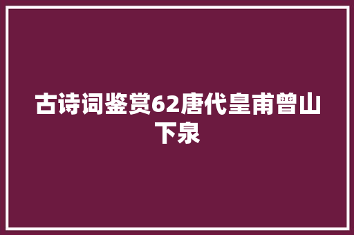 古诗词鉴赏62唐代皇甫曾山下泉