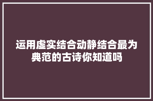 运用虚实结合动静结合最为典范的古诗你知道吗