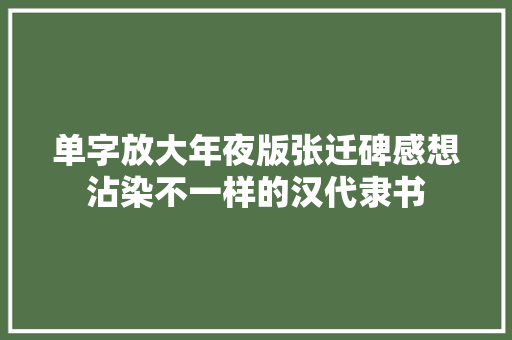 单字放大年夜版张迁碑感想沾染不一样的汉代隶书