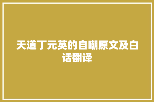 天道丁元英的自嘲原文及白话翻译