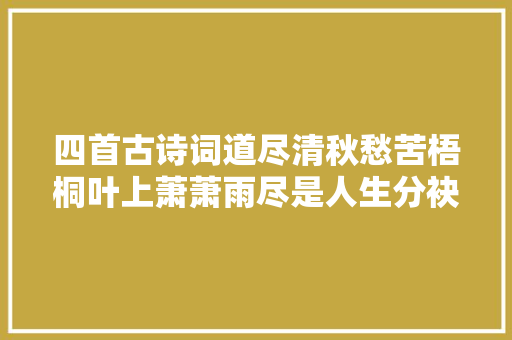 四首古诗词道尽清秋愁苦梧桐叶上萧萧雨尽是人生分袂苦