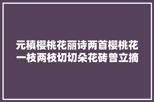 元稹樱桃花丽诗两首樱桃花一枝两枝切切朵花砖曾立摘花人