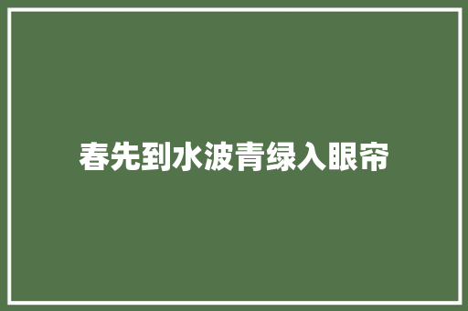 春先到水波青绿入眼帘