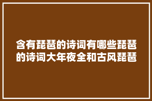 含有琵琶的诗词有哪些琵琶的诗词大年夜全和古风琵琶丽人插画