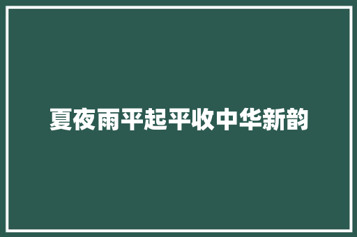 夏夜雨平起平收中华新韵