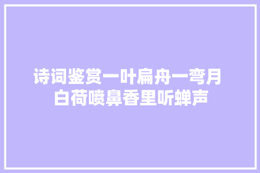 诗词鉴赏一叶扁舟一弯月 白荷喷鼻香里听蝉声