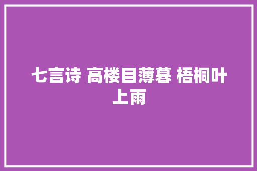 七言诗 高楼目薄暮 梧桐叶上雨