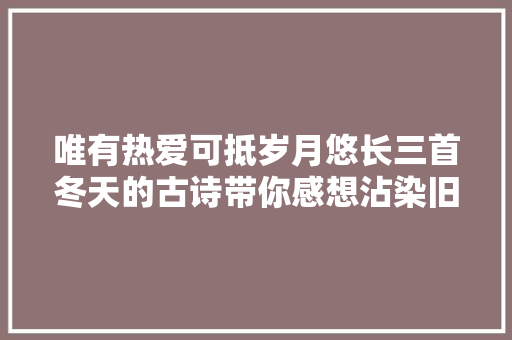 唯有热爱可抵岁月悠长三首冬天的古诗带你感想沾染旧时安暖