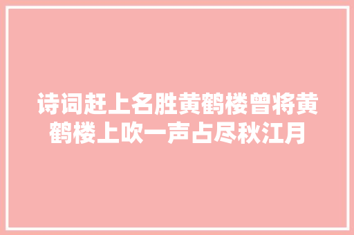 诗词赶上名胜黄鹤楼曾将黄鹤楼上吹一声占尽秋江月