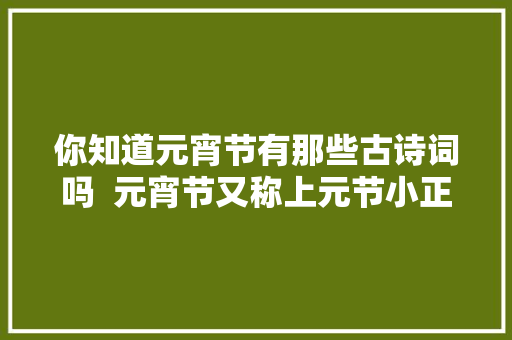 你知道元宵节有那些古诗词吗  元宵节又称上元节小正月