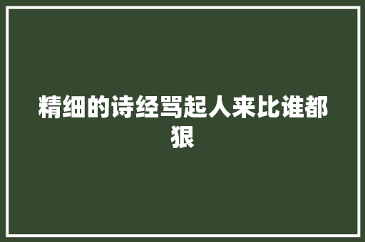 精细的诗经骂起人来比谁都狠