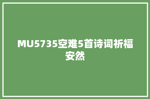 MU5735空难5首诗词祈福安然