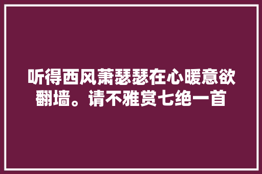 听得西风萧瑟瑟在心暖意欲翻墙。请不雅赏七绝一首