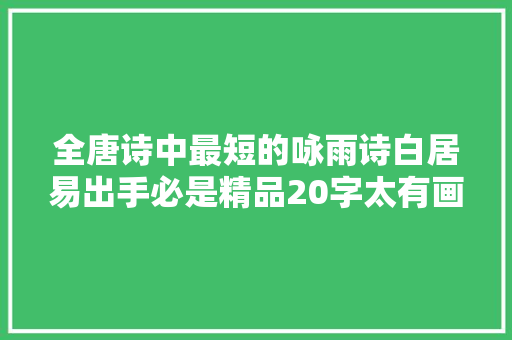 全唐诗中最短的咏雨诗白居易出手必是精品20字太有画面感