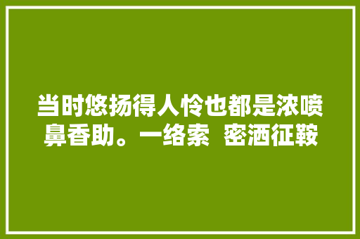 当时悠扬得人怜也都是浓喷鼻香助。一络索  密洒征鞍无数｜纳兰诗词 第四十七期