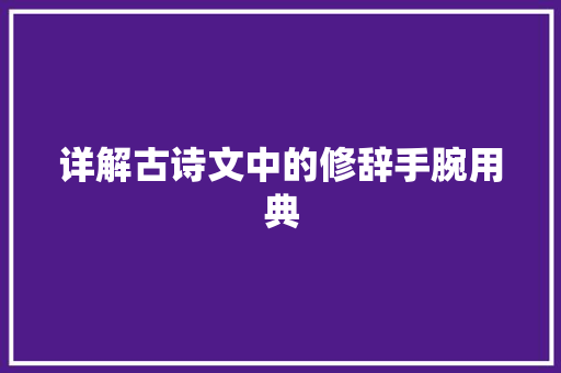 详解古诗文中的修辞手腕用典