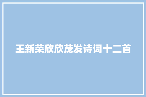 王新荣欣欣茂发诗词十二首