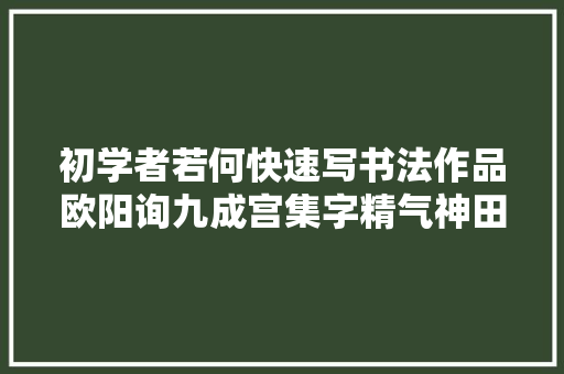 初学者若何快速写书法作品欧阳询九成宫集字精气神田蕴章书写