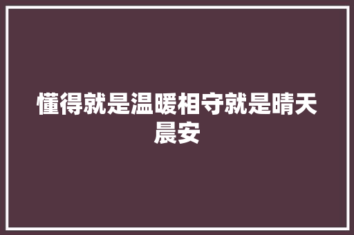 懂得就是温暖相守就是晴天晨安