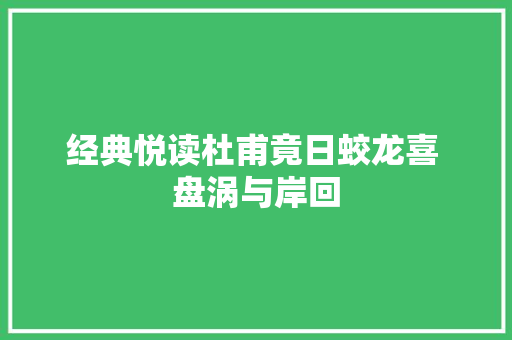 经典悦读杜甫竟日蛟龙喜 盘涡与岸回