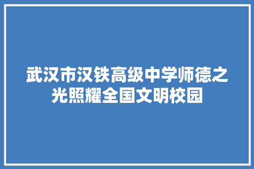 武汉市汉铁高级中学师德之光照耀全国文明校园