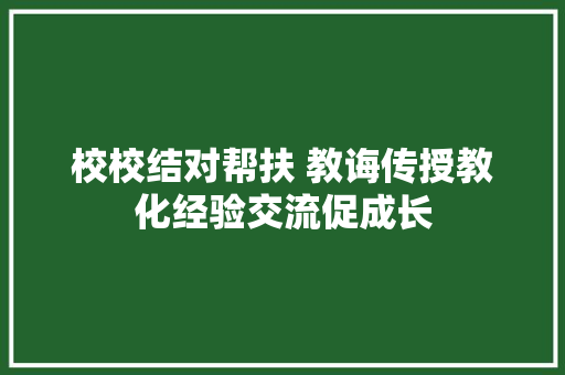 校校结对帮扶 教诲传授教化经验交流促成长