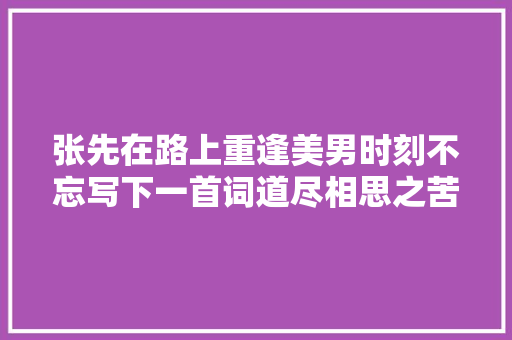 张先在路上重逢美男时刻不忘写下一首词道尽相思之苦