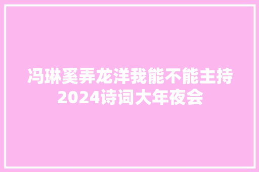 冯琳奚弄龙洋我能不能主持2024诗词大年夜会