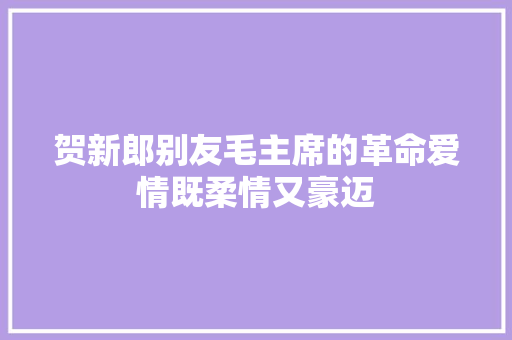 贺新郎别友毛主席的革命爱情既柔情又豪迈