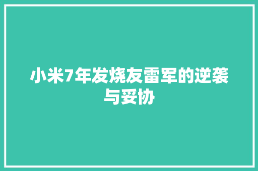 小米7年发烧友雷军的逆袭与妥协